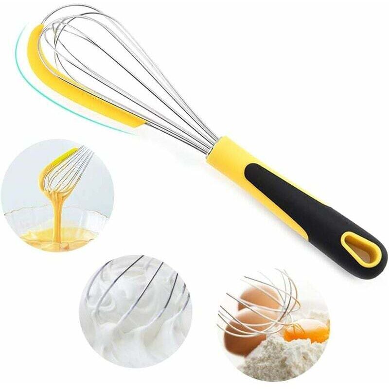 Edelstahlschneebesen Mit Silikongriff Und Schaber, Manueller Eier-whisk Aus Professionellem Edelstahl, Hand-schneebesen Für Teig, Runder Schneebesen Für Mayonnaise, Sahne Und Saucen (27 Cm)