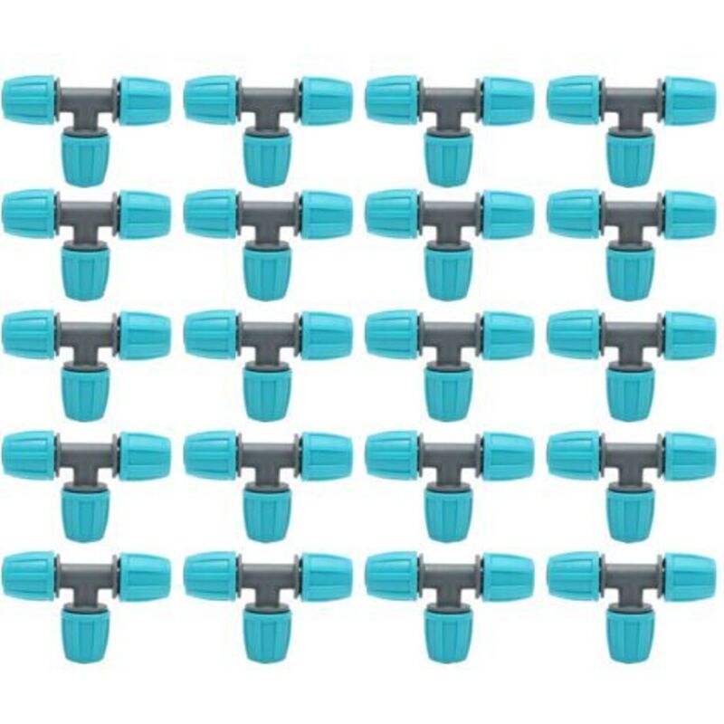 Set Aus 20 T-stück-schlauchverbindern, 16 Mm, Aus Pe – Schnellverschluss Für Bewässerung – Abmessungen 9,3 X 6 Cm – Verschleiß- Und Korrosionsbeständig