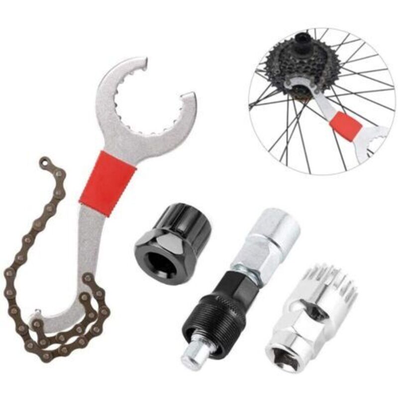 Fahrrad-kassetten-abziehwerkzeug-set, Multifunktionales Reparaturset Mit Kettenpeitsche, Kompatibel Mit 5-11-gang-schaltungen, Zum Entfernen Von Kurbel, Kette Und Achse