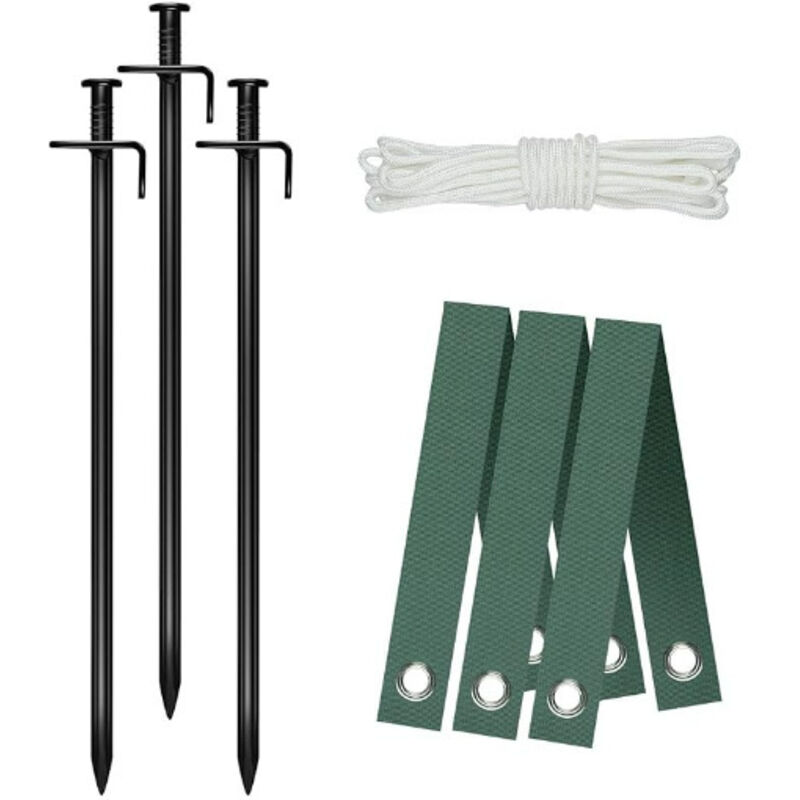 8-teiliges Set Baum-pfahl-kit, 3 Stück 30 Cm Robuste Baumpfähle Mit 3 Stück Baum-abspanngurten Und 10 M Verankerungsseil Für Stützen Zum Schutz Vor Hurrikanen Und Witterungseinflüssen