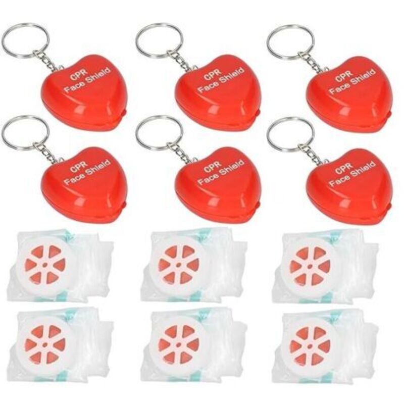 Set Mit 6 Erste-hilfe-masken Für Die Kardiopulmonale Reanimation, Mit Einwegventil, Tragbarem Schlüsselanhänger-etui Für Erwachsene Und Kinder