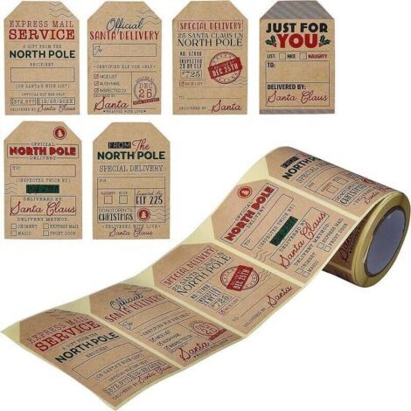 Geschenkanhänger Aus Natürlichem Kraftpapier Im Weihnachtsmann-stil, Rustikale Weihnachtsanhänger Zum Geschenkverpacken Und Für Feiern