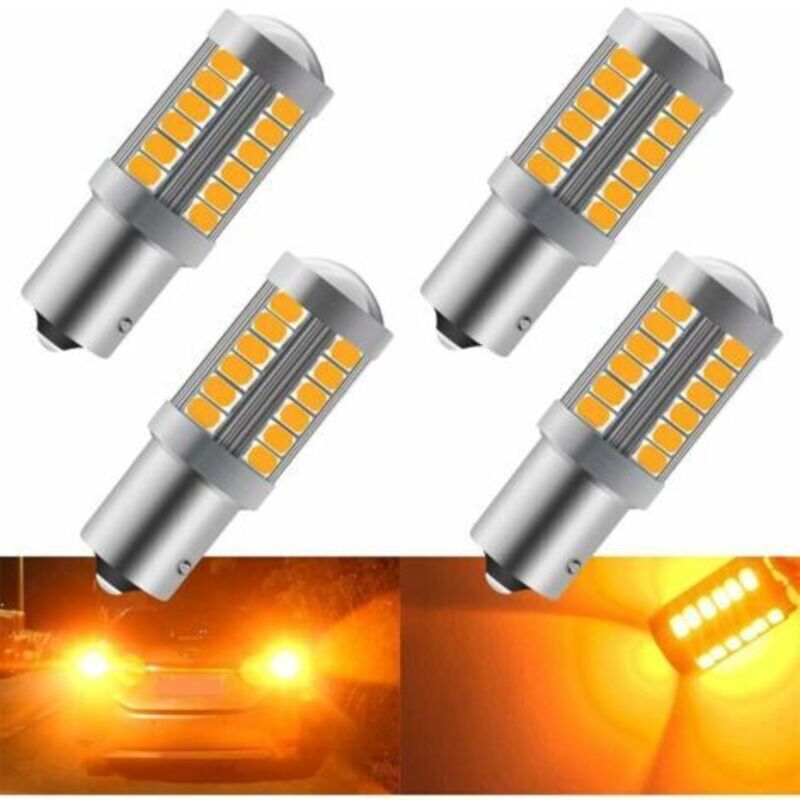 4 Stück Ambre 1156 (180°) Auto-led-lampen 900lm Superhell Vorne Und Hinten Blinker Glühbirnen 12-30v 3.6w