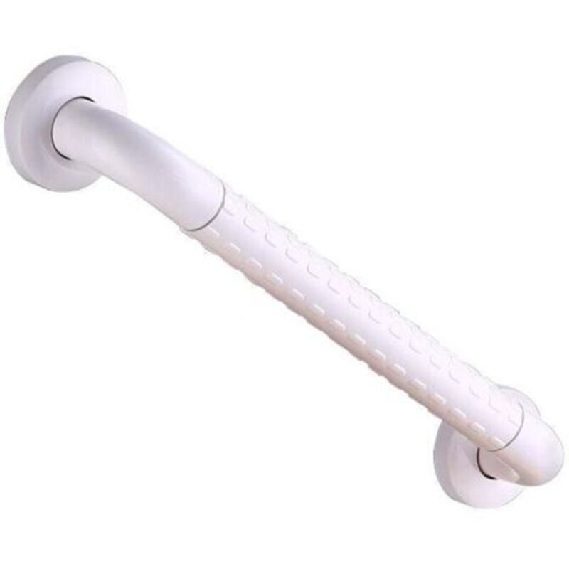 Rutschfeste Haltestange 50 Cm – Edelstahl Und Gerilltes Nylon – Belastbar Bis 200 Kg – Sicherheit Für Bad Und Wc - Weiß-1