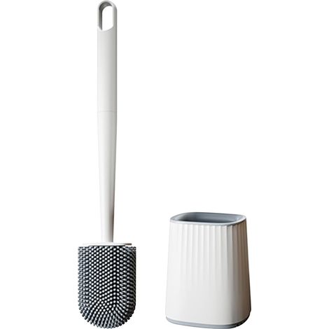Wc-bürste Aus Silikon – Toilettenbürste Mit Halterung, Tropffrei, Antibakteriell, Belüftete Klobürste, Schnelle Trocknung Ohne Geruch, Wand- Oder Bodenmontage, Weiß