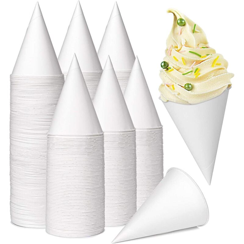 200 Stück Papiertütenbecher, 130 Ml Eistütenbecher Aus Papier, Wasserdichte Pappbecher Für Slush-eis, Eiscreme, Raspeleis, Sorbet Und Wasser – Für Spender, Büro, Zuhause, Hochzeit Und Party (weiß)