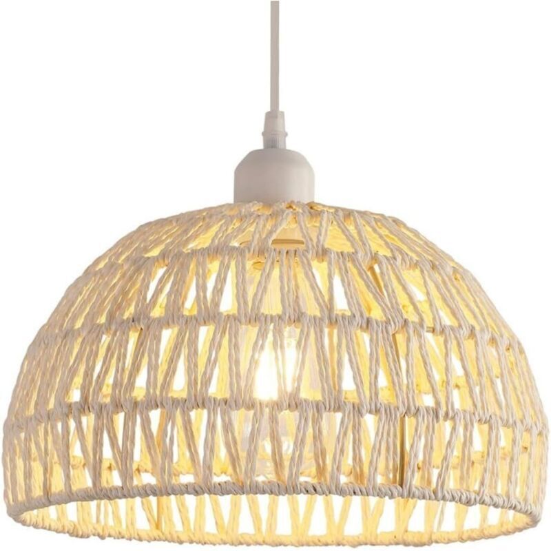 Hängelampe Aus Natürlichem Rattan – Handgewebter Lampenschirm – Höhenverstellbar 120 Cm – Fassung E27