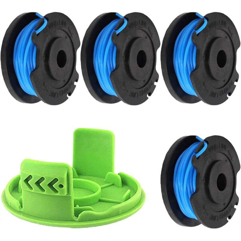 Fadenspule Für Rasentrimmer - 1,65 Mm Durchmesser - 4,9 M Länge - Für Greenworks 24 V G24lt, G24ltk2, G24lt30m, G24lt30mk2 (4 Spulen + 1 Deckel)