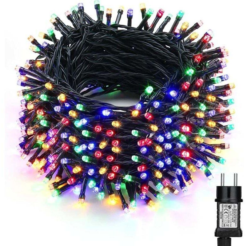 Außen-lichterkette 50 M – 500 Mehrfarbige Leds – Spritzwasserschutz Ip44 – 8 Blinkmodi – Stecker Für Weihnachten Und Feiertage
