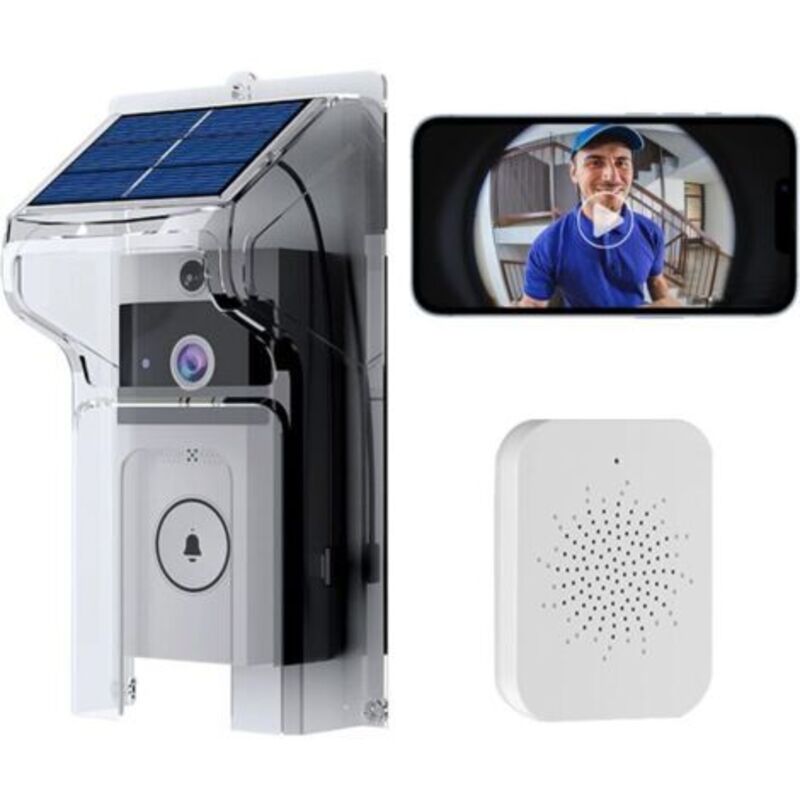 Klingel Mit Kamera, Kabellose Türklingel Mit Ringkamera, Extrem Lange Standby-zeit, Wiederaufladbar Über App Und Solar, Wasserdicht Und Sonnengeschützt, Passt Für Alle Typen Von