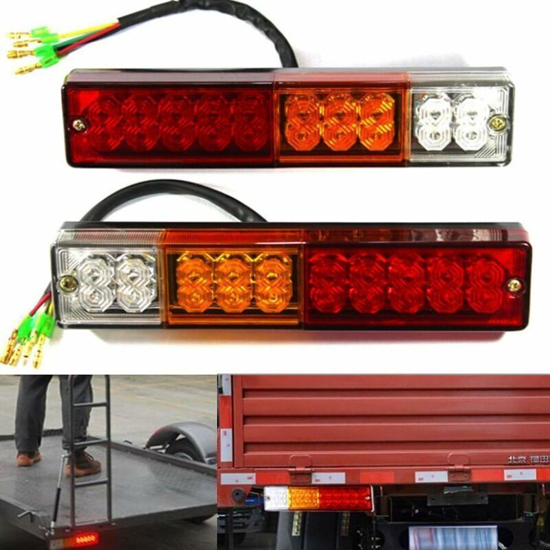 Universelle 12v Led-rückleuchten – 2er-set – 20 Lampen – Blinker, Brems- Und Rückfahrlicht – Einfache Installation Mit 5 Farbigen Kabeln - 20led
