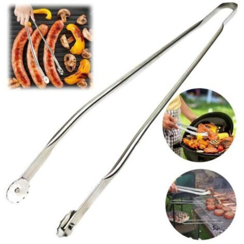 Zange Zum Wenden Von Würstchen, Lebensmittelzange, Grillzange Aus Edelstahl, Wurstzange Für Den Grill, Hitzebeständiger Griff Bbq - 50 Cm