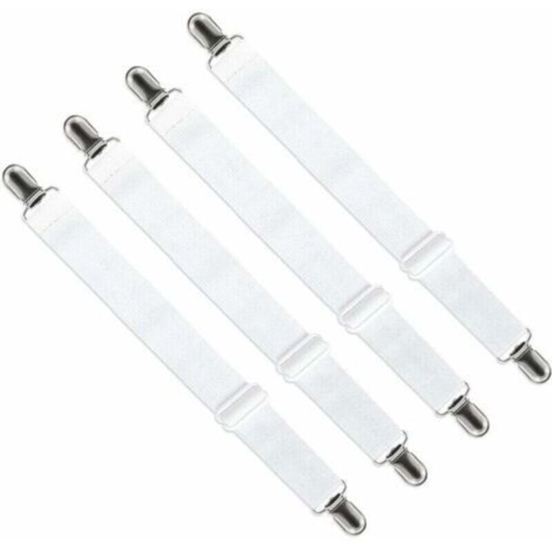 Verstellbarer Spanngurt Für Bettlaken (65 Cm Bis 200 Cm) - Einstellbare Befestigungsschlaufen Für Bettlaken, Sofabezüge, Bügelbrettbezüge (4er-pack, Weiß) - Dpzo