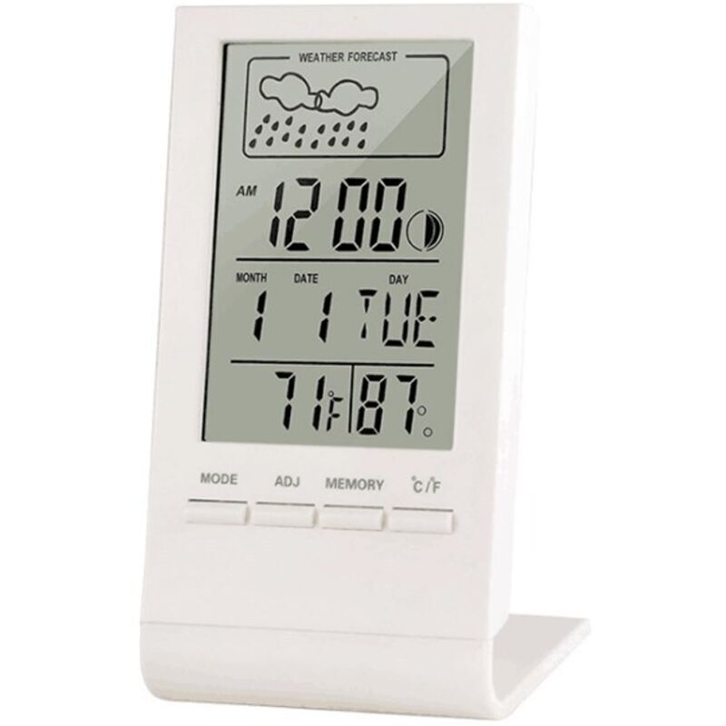Kabellose Wetterstation, Innen- Und Außenthermometer Mit Hygrometer Und Barometer, Digitaler Wecker Mit Außensensor Zur Anzeige Von Uhrzeit, Datum, Wochentag Und Mondphase (weiß)