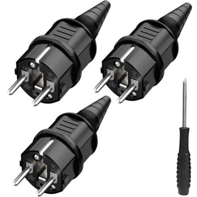3x Männliche Steckdose, Netzstecker, Spritzwassergeschützt, Langlebig Für Kabel Von 6 Bis 16 Mm, Sebs-erdungskontakt, Ip44