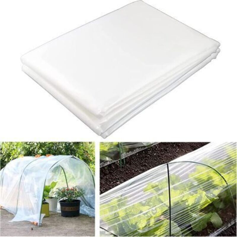 1 Stück Gewächshausplane Aus Weißem Polyethylen (2x4m), Extra Dicke Transparente Kunststoffplanenfolie Zum Schutz Von Pflanzengewächshäusern Im Garten