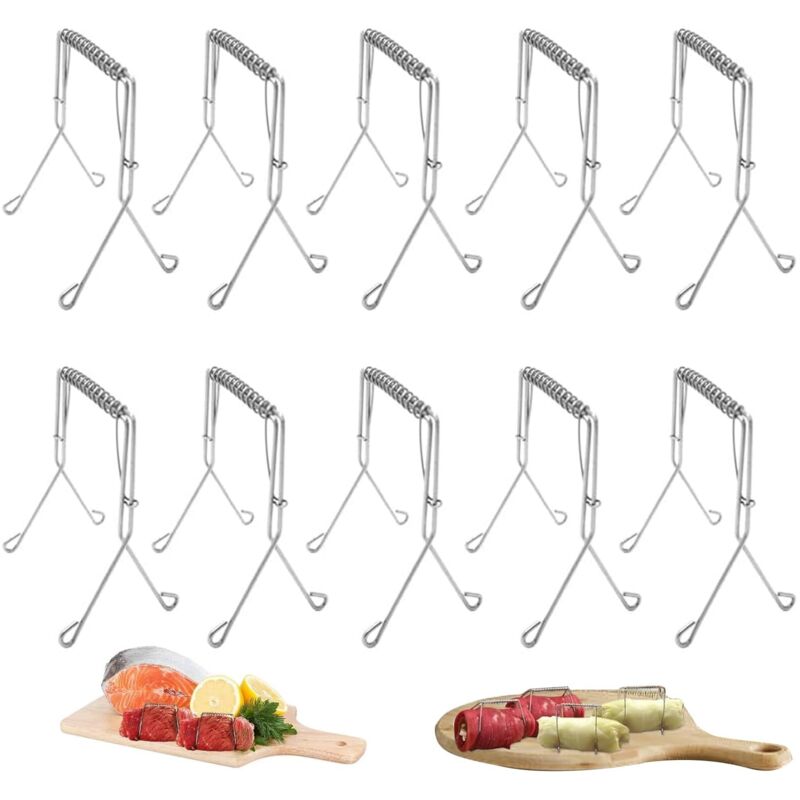 10 Wiederverwendbare Rouladenklammern Aus Edelstahl, 304er Edelstahl-grillspieße, Rouladennadeln, Für Rouladenspieße, Alternative Zu Küchengarn