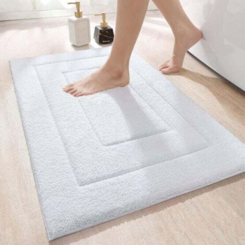 Antirutsch-badematte, Weiche Mikrofaser-badezimmermatte, Wasserabsorbierend, Maschinenwaschbar, Extra Dicke Duschmatte Für Das Badezimmer, 50 X 80 Cm, Weiß