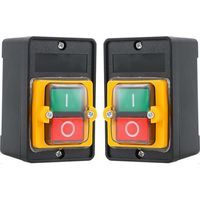 2 Stück Drucktastenschalter, Ac220v / 380v 10a Wasserdichter Einphasiger/dreiphasiger Leistungssteuerungsschalter, Ein/aus-steuerknopf Mit Gehäuse, Maschinenschalter