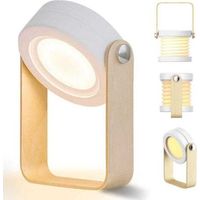 Led-nachttischlampe Mit Berührungssteuerbarer Dimmfunktion, Retro Tischleuchte Mit Holzgriff, 3 Helligkeitsstufen, Tragbare Faltbare Tischlampe