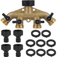Robuster Außenschlauchverteiler Gartenhahn-adapter Wasserschlauch-kollektor Einzelnes Absperr-/einlassventil, Massiver 4-wege-messing-schlauchverteilerhahn