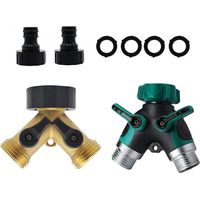 Doppelter Wasserhahn, Y-verteiler Für Gartenschläuche, 2-wege-anschluss Für 3/4" Versorgungsschläuche, Robuster Doppelter Außenwasserhahn Aus Messing Mit Zwei-wege-anschlüssen