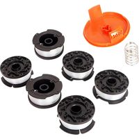 Spule Mit Geschnittenem Randfaden Als Ersatz Für Rasentrimmer, 6 Ersatzspulen (80 Cm, 0,065 Cm) + Spulendeckel + Feder, Für Black And Decker Af-100 H567