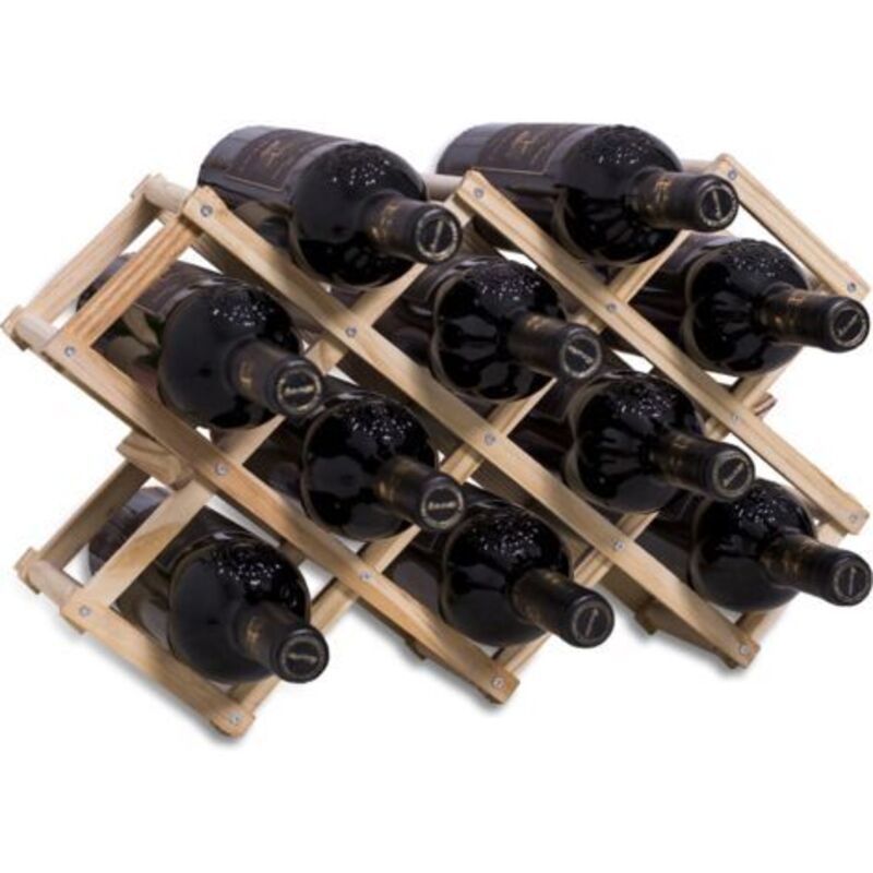 Stapelbarer Weinkeller Aus Holz Für 10 Flaschen, 45x12,5x31 Cm, Rhombisches Regal, Handgefertigter 3-stufiger Weinflaschenhalter, Flaschenablage Für Theke, Wohnzimmer, Küche Npterbl
