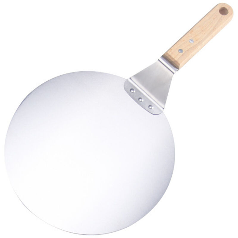 Runder Edelstahlspatel, 25 Cm, Für Ofen/grill Mit Holzgriff