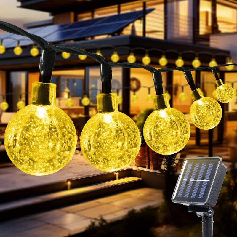 Solare Lichterkette Für Außen, 6m 40led Solare Außenlichterkette, 8 Modi, Wasserdicht Ip44, Solare Lichterkette