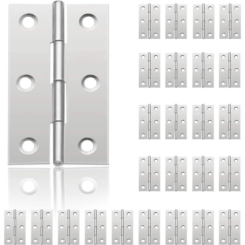 24 Stück Kleine Türscharniere, Edelstahlscharnier, Diy-türscharniere Für Schranktüren, Klavierscharnier Für Schmuckkästchen, Hausmöbel, Material, Schrank (44 Mm X 32 Mm)