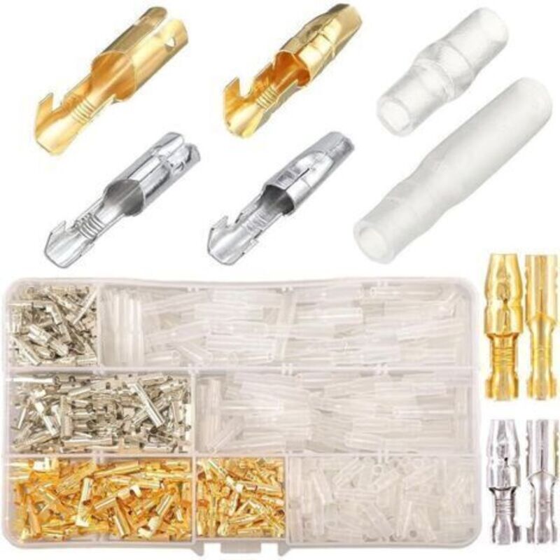 Laiton Bullet Connecteurs Kit, 424 Stück 3,9 Mm Bullet-steckverbinder Männlich Und Weiblich Mit Isolierten Hülsen, Elektrische Kabelschuhe Für Motorräder, Runde Crimp-kabelschuhe