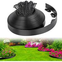 Flexibler Rasenrand, 5m X 5cm Kunststoff Gartenrand, Zaun Für Rasenkanten Ohne Graben Mit 15 Befestigungsstäben Für Blumenbeete, Hof, Gehweg, Landschaftsgestaltung