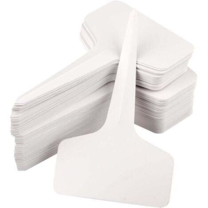100 Stück Pflanzensetzling-etiketten, Garten-gemüsepflanzung, Wasserdichte Kunststoff-außenetiketten, Weiß, 10x6cm