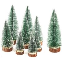9 Stück Miniatur-weihnachtsbäume, Künstliche Weihnachtsbäume, Kleine Sisal-weihnachtsbäume Mit Holzsockel, Für Innendekoration, Weihnachtsdekoration, Weihnachtsdorf