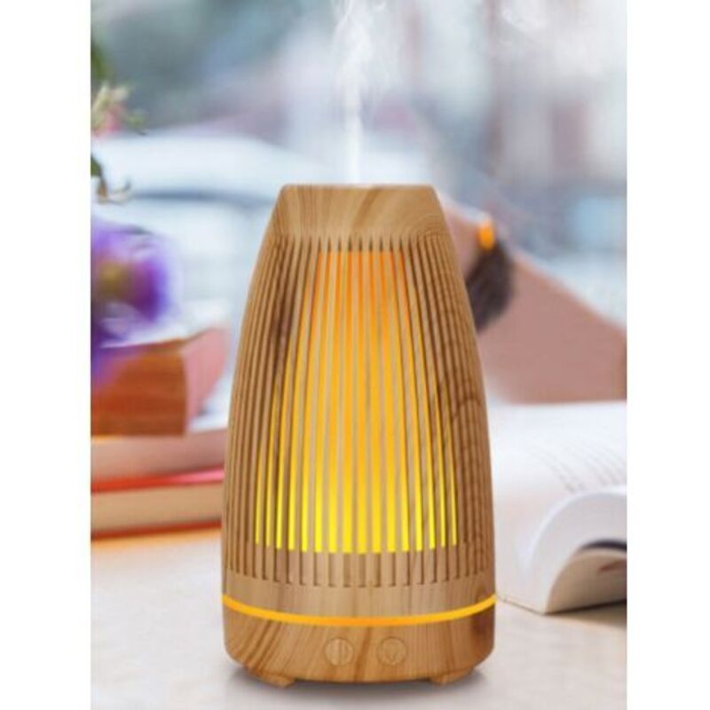Elektrischer Ätherischer Öl-diffusor, Ultraschall-luftbefeuchter, Aromatherapie-diffusor Mit 7-farbiger Led-beleuchtung Für Zuhause, Yoga, Büro, Spa Und Schlafzimmer – Holz