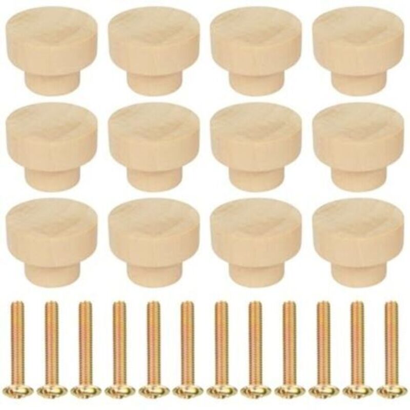 12er Set Möbelgriffe Aus Holz, Runde Knöpfe Für Möbel, Türknöpfe Für Schränke, 35 Mm Schubladengriff, Für Innendekoration, Schrank, Kleiderschrank, Schublade, Küchenschränke