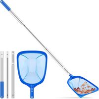 Poolkescher Mit Feinem Netz, Teleskopstange Aus Robustem Aluminium (140 Cm), Abnehmbarer Boden, Ideal Zur Reinigung Von Schmutz Am Boden Und An Der Oberfläche In Teichen, Whirlpools, Fischbecken, Brun