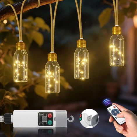 Led-lichterkette Für Den Außenbereich Mit Fernbedienung, 6 M, Usb-aufladbar, Mit Timer, Für Balkon, Camping, Garten, Partys, Halloween Und Als Dekoration