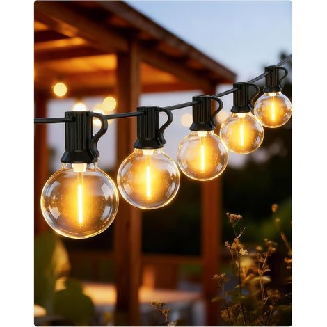 20 M Lange Lichterkette Für Den Außenbereich – Mit G40-led-lampen, Bruchsicher, Wasserdicht, Verbindbar, Für Terrasse, Garten, Balkon, Warmweiß