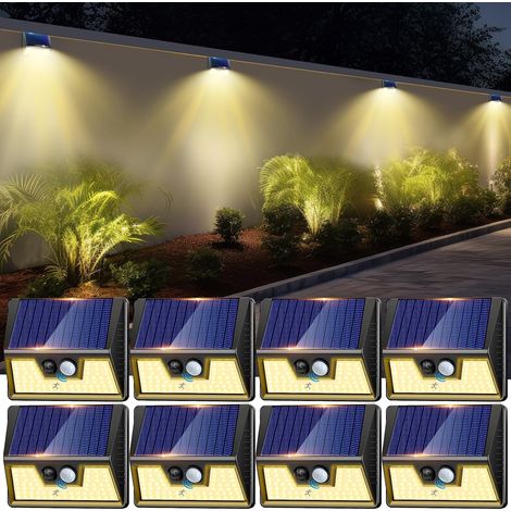Solarbetriebene Außenleuchten Mit Bewegungsmelder – 4er-pack – Wasserdicht Nach Ip65 – 3 Beleuchtungsmodi – Einfache Montage An Wänden Und In Gärten