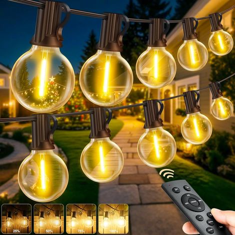 30 M Lange Led-lichterkette Für Den Außenbereich – G40 Bistro-lichterkette Mit Fernbedienung, 4 Modi, Dimmbar, Ip44 Wasserdicht, Ideal Für Terrasse, Hochzeit, Pergola Und Balkon