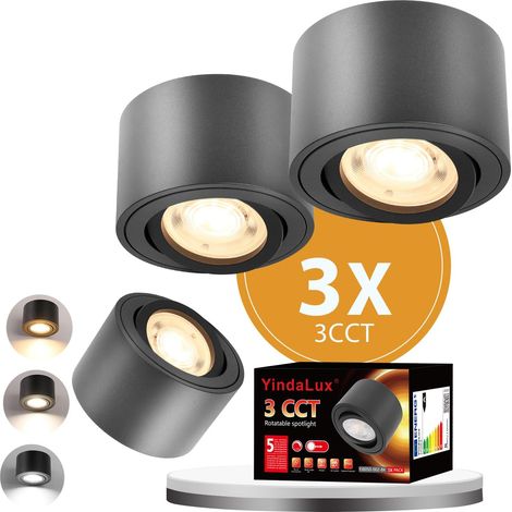 1x 3cct Weißer Deckenstrahler – Extra Flach & 30° Schwenkbar – Ø 80 X 50 Mm – Verstellbarer Aufputzstrahler – 5 W, 500 Lm – Dimmbares 230-v-led-modul Enthalten – Led-deckenstrahler Aus Aluminium