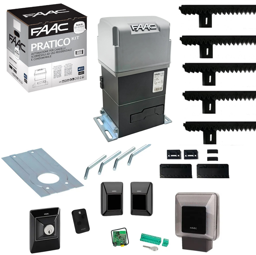 Faac Pratico 746 C 105940 Kit 230v 600 Kg 4mt Cremagliera Automazione Cancello Scorrevole
