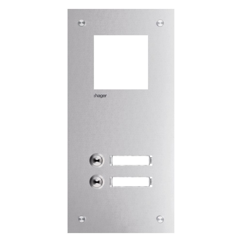 Hager Frontplatte Intercom Mono 2 Tasten U. Namensschild, Edelstahl, 315x150x32