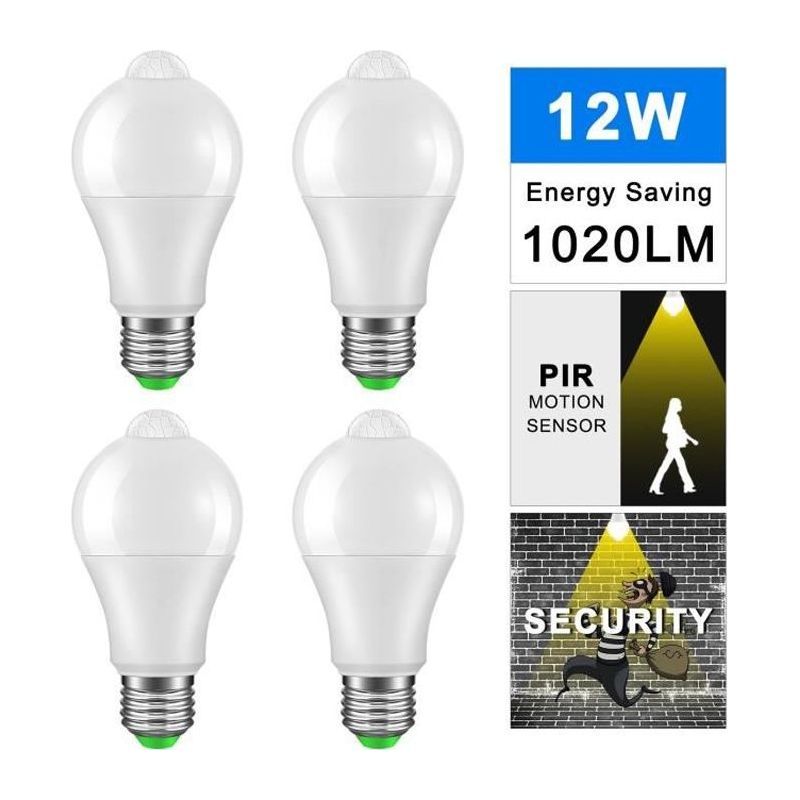 E27 12w 3000k Led-lampe Mit Lichtsensor Und Pir-bewegungsmelder Für Automatische Beleuchtung