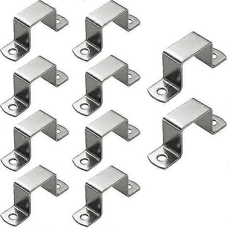 Packung Mit 10 Länglichen Vierkantklemmen (30 X 30 Mm) Aus Edelstahl Mit U-förmigem Klemmsystem. Klemmen Für Sattelrohre.