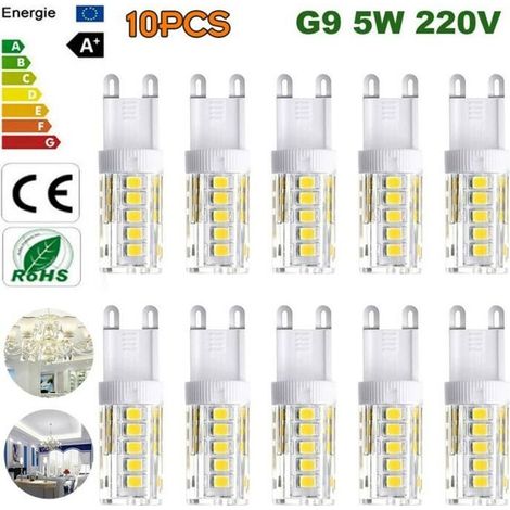 10er-pack G9-led-lampen – Kaltweiß 6000 K, 400 Lm, 5 W – Energiesparend