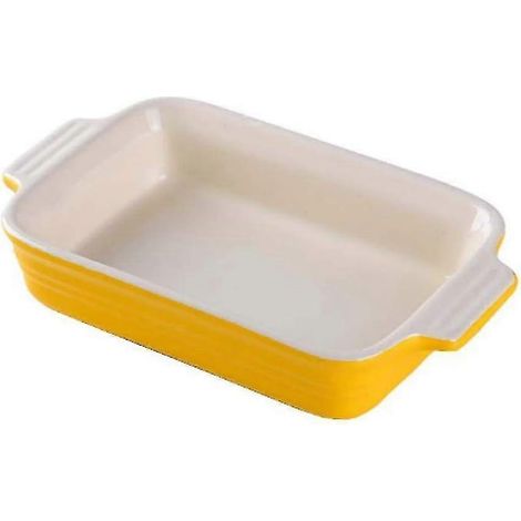 Rechteckige Gelbe Keramik-auflaufform Mit Griff – Einzelne Lasagneform