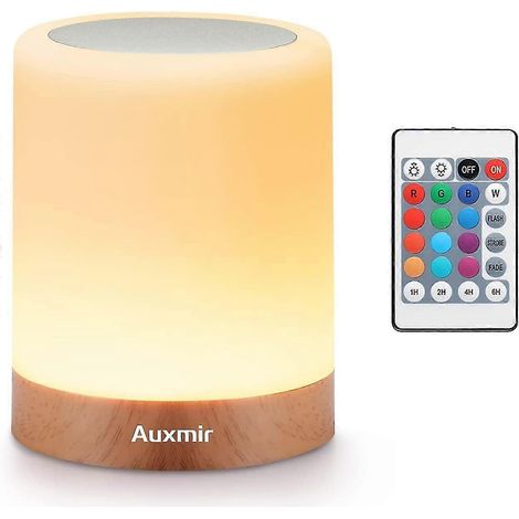 Auxmir Nachtlicht, Led-touch-bettlampe, Fernbedienung, Einstellbare Helligkeit Mit Rgb-farbwechsel, Usb-aufladbar, Tragbare Schlafzimmerlampe